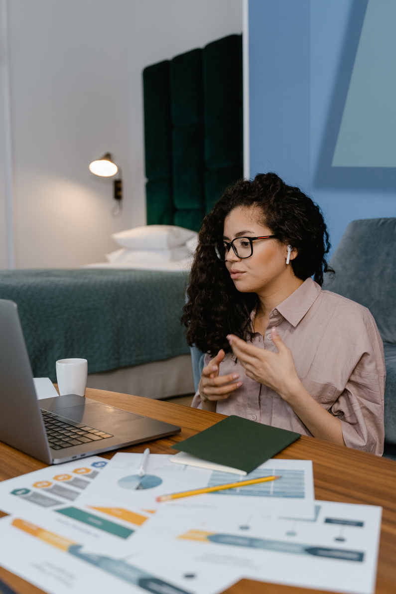 Professional Woman having a Video Conference 